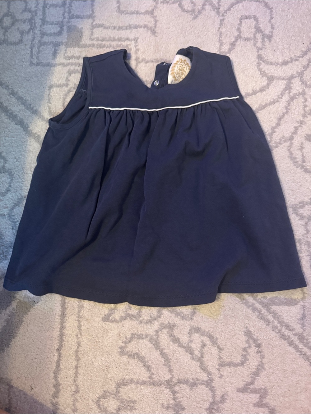 Beaufort Bonnet Girls Navy Sleeveless Top with Contrast Piping
